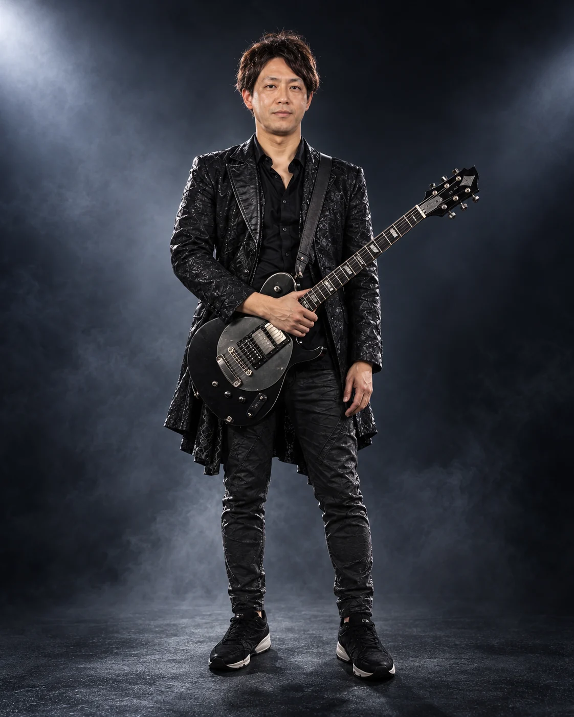 黒い衣装でギターを持つYasuのプロモーションイメージ